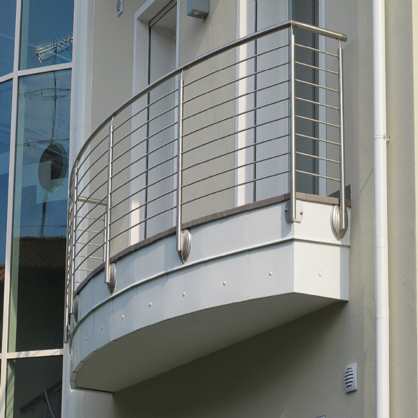 Curved Balcony Side Mounted stainless steel solid rod bar railing design PR-R02
