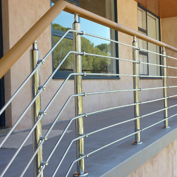 Polished Stainless Steel Rod railing with PVC handrail for terrace PR-R06​