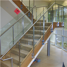 Side mount stainless steel solid flat baluster glass railing design
