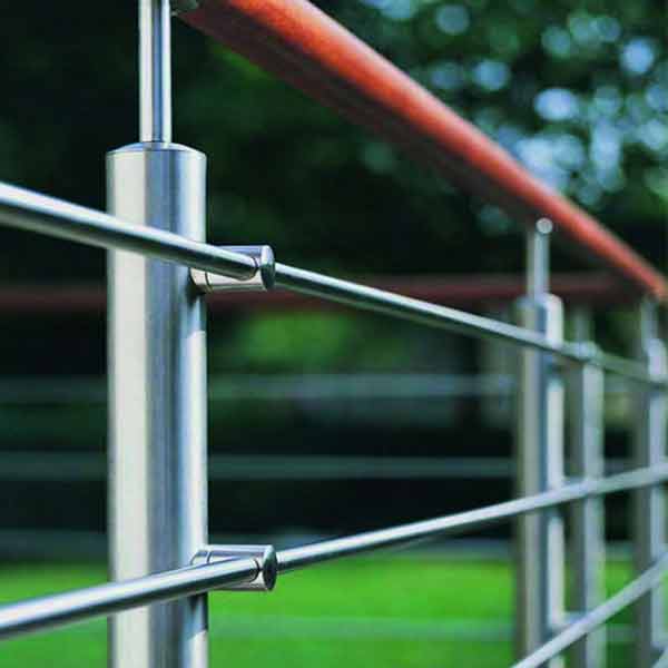 Outside timber round handrail 316L 316 stainless steel solid rod bar deck terrace balustrade PR-R13