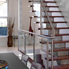 Indoor tempered glass stainless steel post modern design stair railing