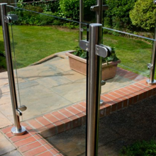 Topless glass balcony railing with stainless steel railing posts